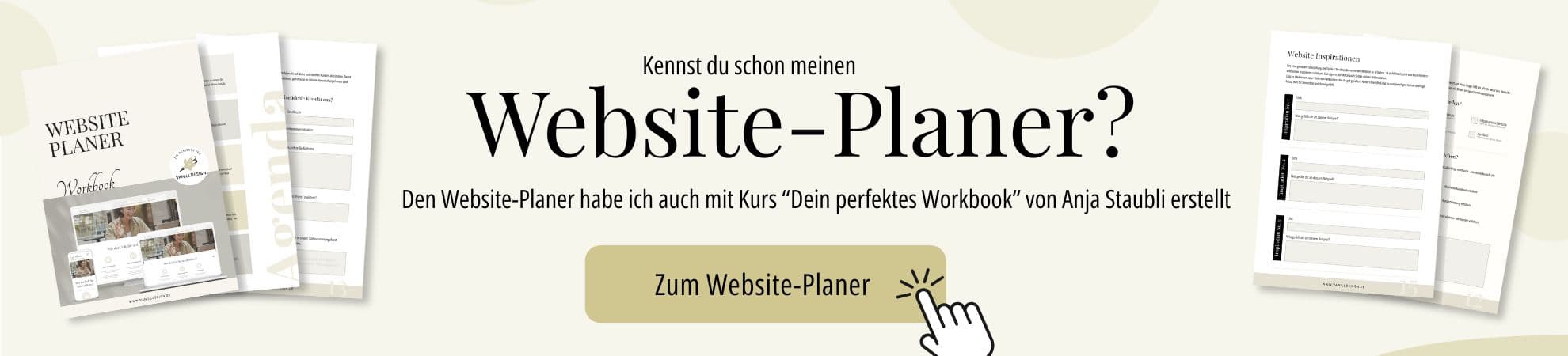 Banner Website-Planer VanillDesign hergestellt mit dem Workbook-Kurs von Anja Staubli
